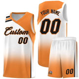 Custom White and Gold Orange Gradient Fashion Sets Sports Uniform Basketball Jersey