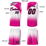Custom White Pink Gradient Fashion Sets Sports Uniform Basketball Jersey