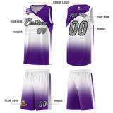 Custom White Purple Gradient Fashion Sets Sports Uniform Basketball Jersey