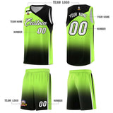 Custom Fluorescent Green Black Gradient Fashion Sets Sports Uniform Basketball Jersey