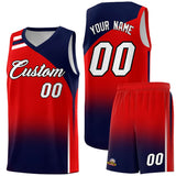 Custom Red and Navy Gradient Fashion Sets Sports Uniform Basketball Jersey