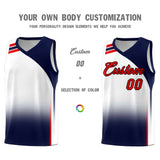 Custom White Navy Gradient Fashion Sets Sports Uniform Basketball Jersey