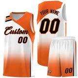 Custom White and Orange Gradient Fashion Sets Sports Uniform Basketball Jersey