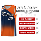 Custom Navy Orange Gradient Fashion Sets Sports Uniform Basketball Jersey