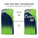 Custom Navy Fluorescent Green Gradient Fashion Sets Sports Uniform Basketball Jersey