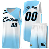 Custom Light Blue and White Gradient Fashion Sets Sports Uniform Basketball Jersey