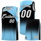 Custom Black and Light Blue Gradient Fashion Sets Sports Uniform Basketball Jersey