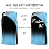 Custom Black Light Blue Gradient Fashion Sets Sports Uniform Basketball Jersey