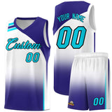 Custom White and Royal Gradient Fashion Sets Sports Uniform Basketball Jersey
