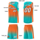 Custom Orange Aqua Gradient Fashion Sets Sports Uniform Basketball Jersey