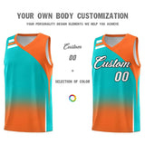 Custom Aqua Orange Gradient Fashion Sets Sports Uniform Basketball Jersey