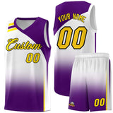 Custom White and Purple Gradient Fashion Sets Sports Uniform Basketball Jersey