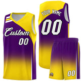 Custom Purple and Gold Gradient Fashion Sets Sports Uniform Basketball Jersey