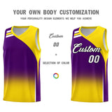 Custom Purple Gold Gradient Fashion Sets Sports Uniform Basketball Jersey