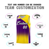 Custom Purple Gold Gradient Fashion Sets Sports Uniform Basketball Jersey