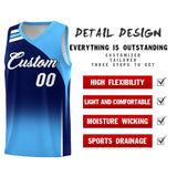 Custom Navy Powder Blue Gradient Fashion Sets Sports Uniform Basketball Jersey