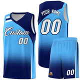 Custom Powder Blue Navy Gradient Fashion Sets Sports Uniform Basketball Jersey