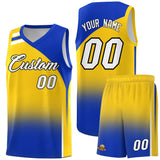 Custom Gold and Royal Gradient Fashion Sets Sports Uniform Basketball Jersey