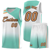 Custom White Bright Green Gradient Fashion Sets Sports Uniform Basketball Jersey
