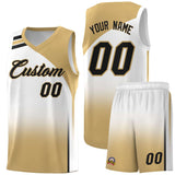 Custom White Old Gold Gradient Fashion Sets Sports Uniform Basketball Jersey