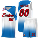 Custom White and Royal Gradient Fashion Sets Sports Uniform Basketball Jersey