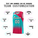 Custom Aqua Red Gradient Fashion Sets Sports Uniform Basketball Jersey