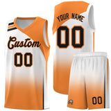 Custom White Gold Orange Gradient Fashion Sets Sports Uniform Basketball Jersey