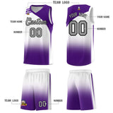 Custom White Purple Gradient Fashion Sets Sports Uniform Basketball Jersey