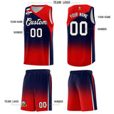 Custom Navy Red Gradient Fashion Sets Sports Uniform Basketball Jersey