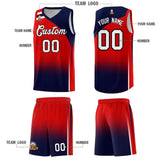Custom Red Navy Gradient Fashion Sets Sports Uniform Basketball Jersey