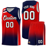 Custom Red Navy Gradient Fashion Sets Sports Uniform Basketball Jersey