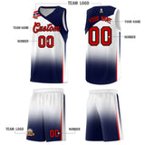 Custom White Navy Gradient Fashion Sets Sports Uniform Basketball Jersey