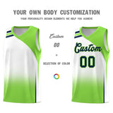 Custom White Fluorescent Green Gradient Fashion Sets Sports Uniform Basketball Jersey