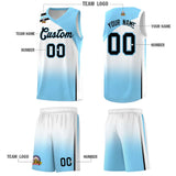 Custom Light Blue White Gradient Fashion Sets Sports Uniform Basketball Jersey