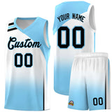 Custom Light Blue White Gradient Fashion Sets Sports Uniform Basketball Jersey