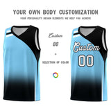Custom Light Blue Black Gradient Fashion Sets Sports Uniform Basketball Jersey