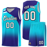 Custom Sky Blue Royal Gradient Fashion Sets Sports Uniform Basketball Jersey