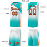 Custom White Aqua Gradient Fashion Sets Sports Uniform Basketball Jersey
