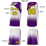 Custom White Purple Gradient Fashion Sets Sports Uniform Basketball Jersey