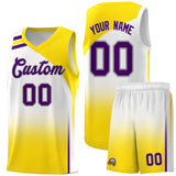 Custom White Gold Gradient Fashion Sets Sports Uniform Basketball Jersey