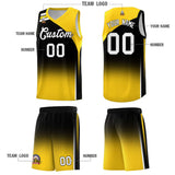 Custom Black Gold Gradient Fashion Sets Sports Uniform Basketball Jersey