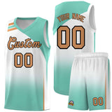 Custom White Bright Green Gradient Fashion Sets Sports Uniform Basketball Jersey