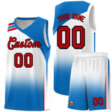 Custom White Royal Gradient Fashion Sets Sports Uniform Basketball Jersey