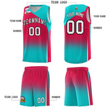 Custom Red Aqua Gradient Fashion Sets Sports Uniform Basketball Jersey