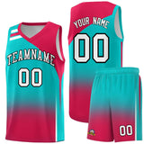 Custom Aqua Red Gradient Fashion Sets Sports Uniform Basketball Jersey