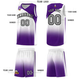 Custom White Purple Gradient Fashion Sets Sports Uniform Basketball Jersey