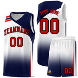 Custom White Navy Gradient Fashion Sets Sports Uniform Basketball Jersey