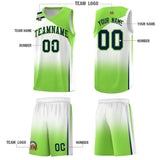 Custom White Fluorescent Green Gradient Fashion Sets Sports Uniform Basketball Jersey