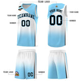 Custom Light Blue White Gradient Fashion Sets Sports Uniform Basketball Jersey