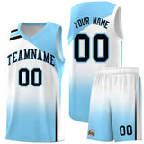 Custom Light Blue White Gradient Fashion Sets Sports Uniform Basketball Jersey